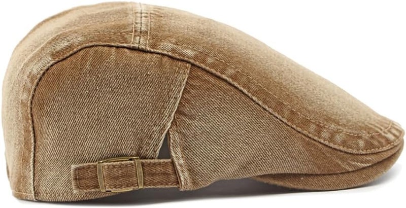 PTDTSHOU Newsboy Cap for Men Adjustable Flat Ivy Gatsby Cabbie Driving Hat Breathable Denim Cotton Golf Cap - Image 4